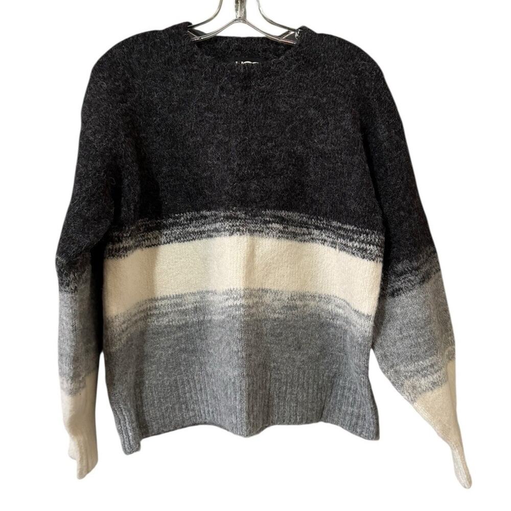 UGG Women Size XS Black Grey Multicolor Wool Blend Crew Neck Alessa Sweater Prep